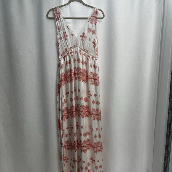 BB Dakota Women White‎ Southwestern  Print Maxi Dress Babydoll Empire Waist 2 - Picture 2 of 10